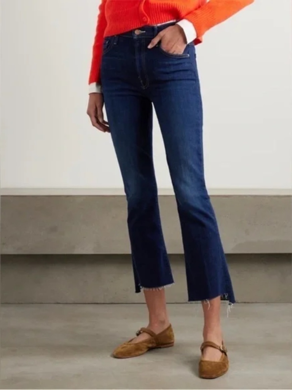 MOTHER Indigo Cropped Flare Jeans